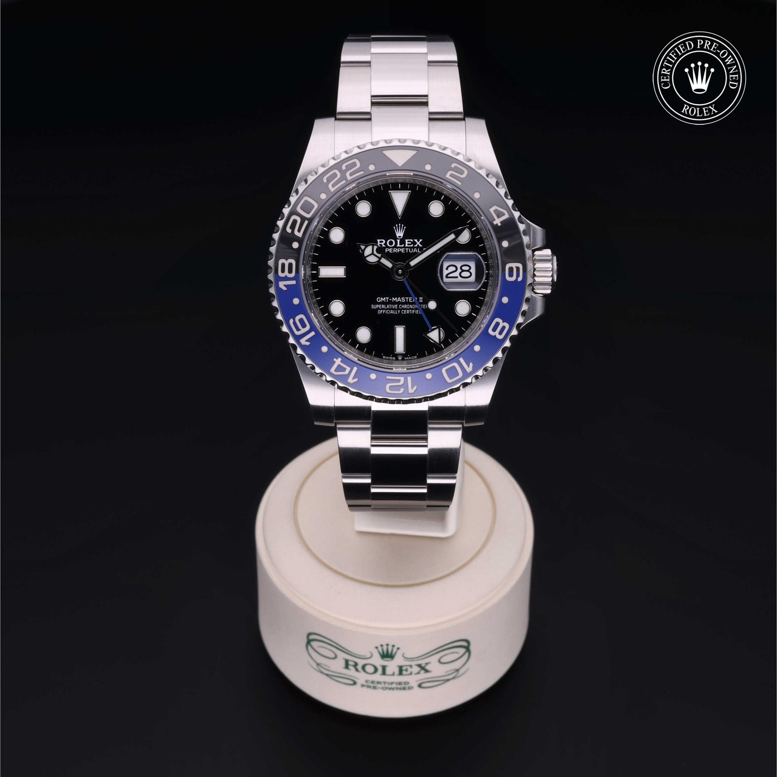 Rolex CPO GMT M126710BLNR front on white background