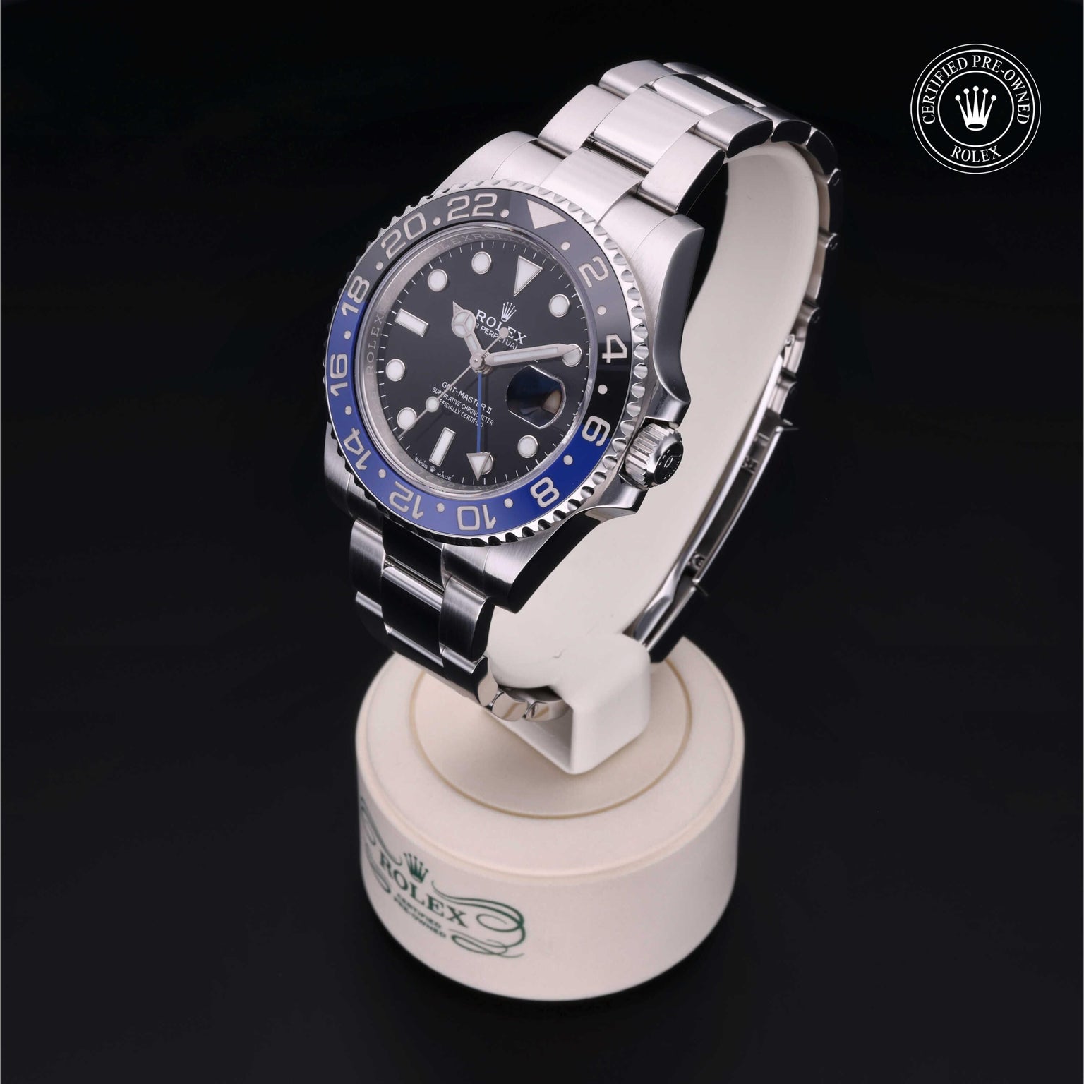 Rolex CPO GMT M126710BLNR front on white background