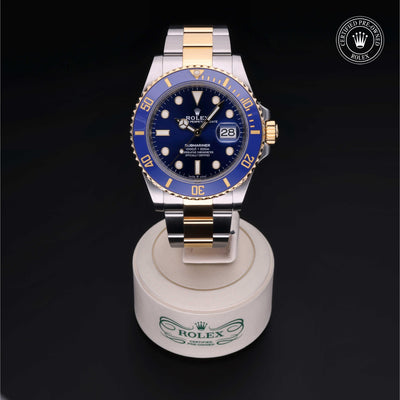 Rolex Certified Pre-owned Submariner M126613LB-0002 front on black background