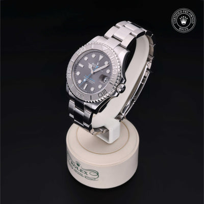 Rolex Certified Pre-owned Yacht-Master M268622-0002 front on black background