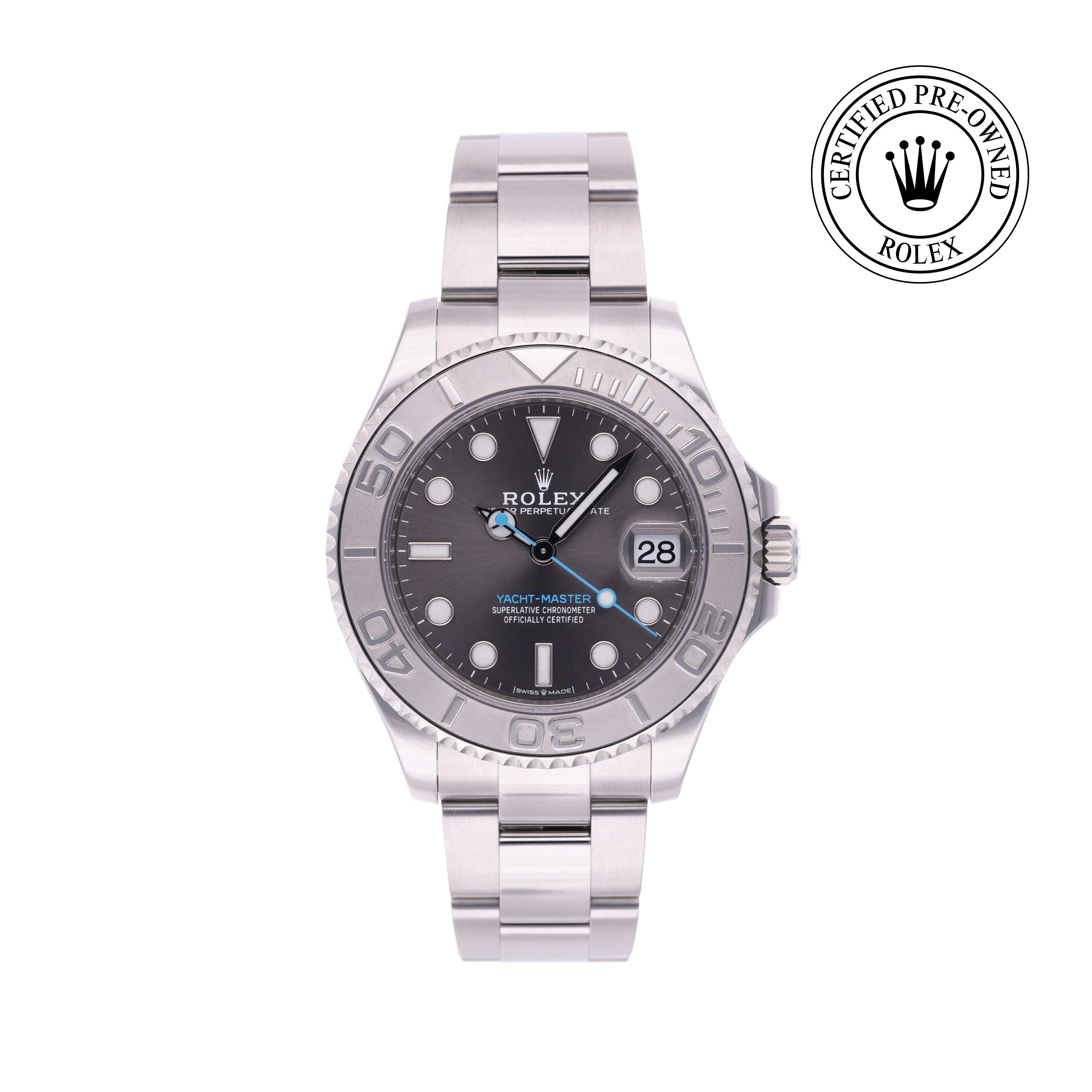 Rolex Certified Pre-owned Yacht-Master M268622-0002 front on white background