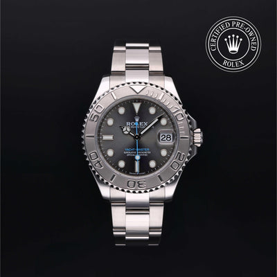 Rolex Certified Pre-owned Yacht-Master M268622-0002 front on black background