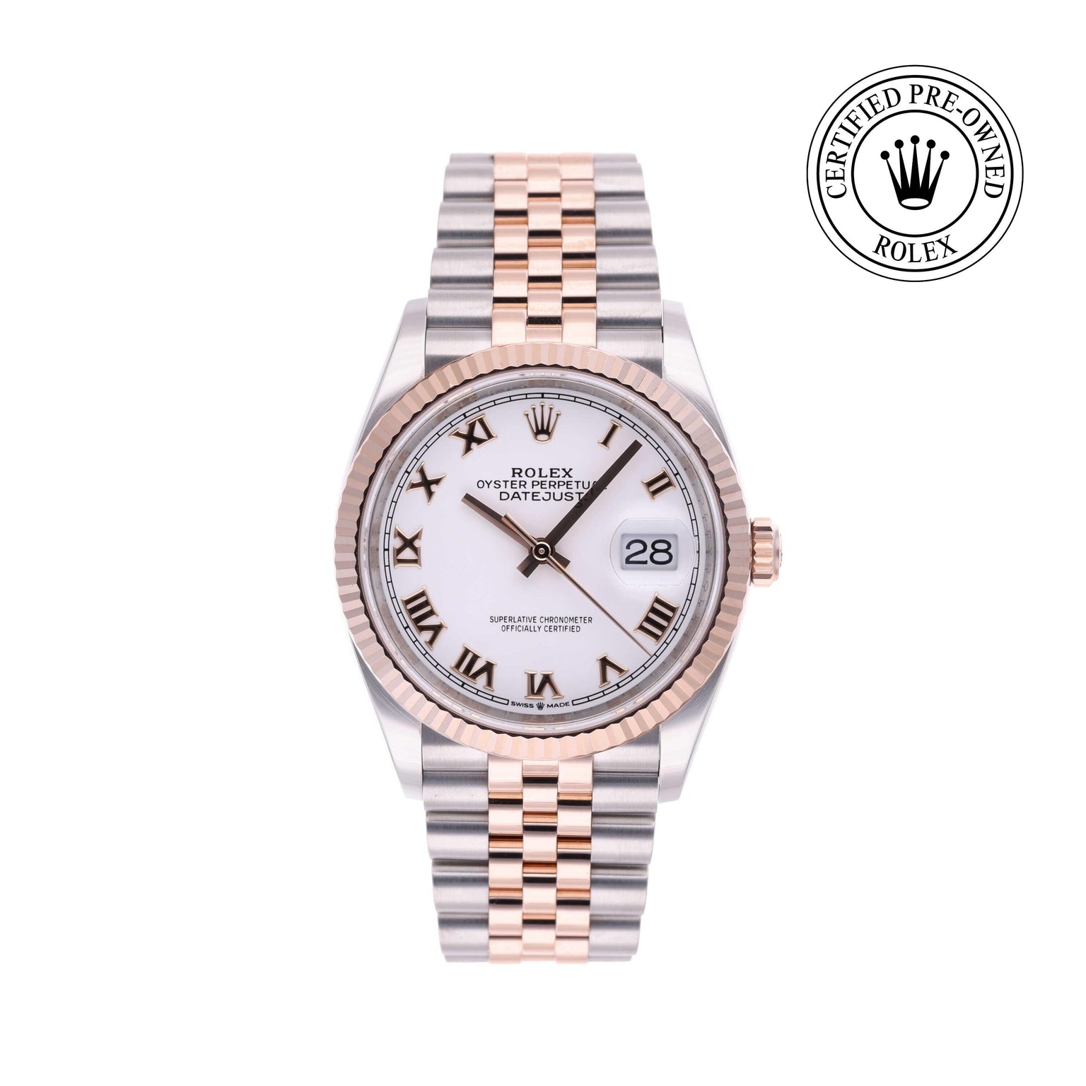 Rolex CPO Datejust M126231 front on white background