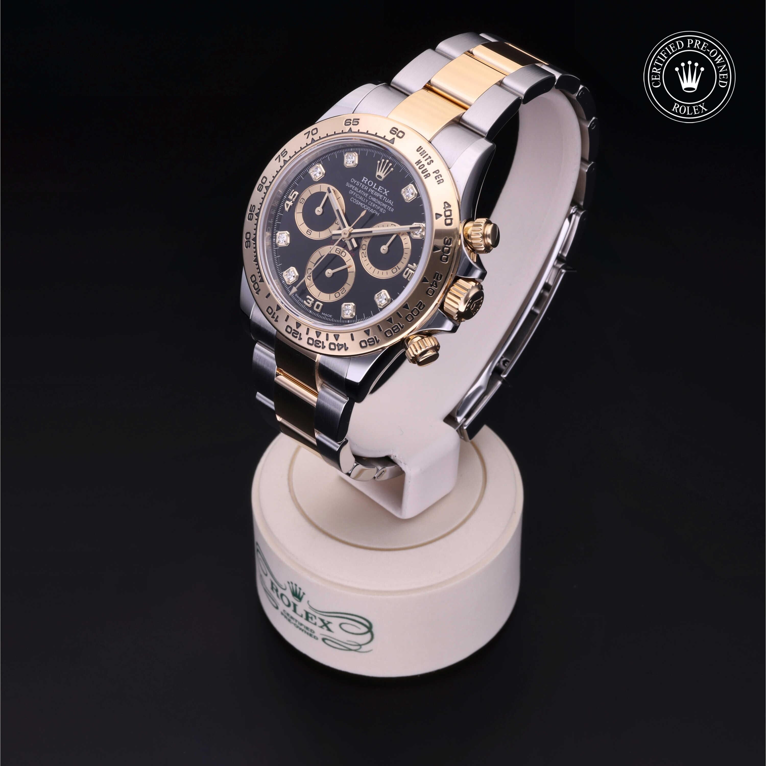 Rolex Certified Pre-owned Daytona M116503-0011 front on black background