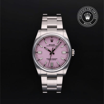 Rolex CPO Oyster Perpetual M126000 front on white background