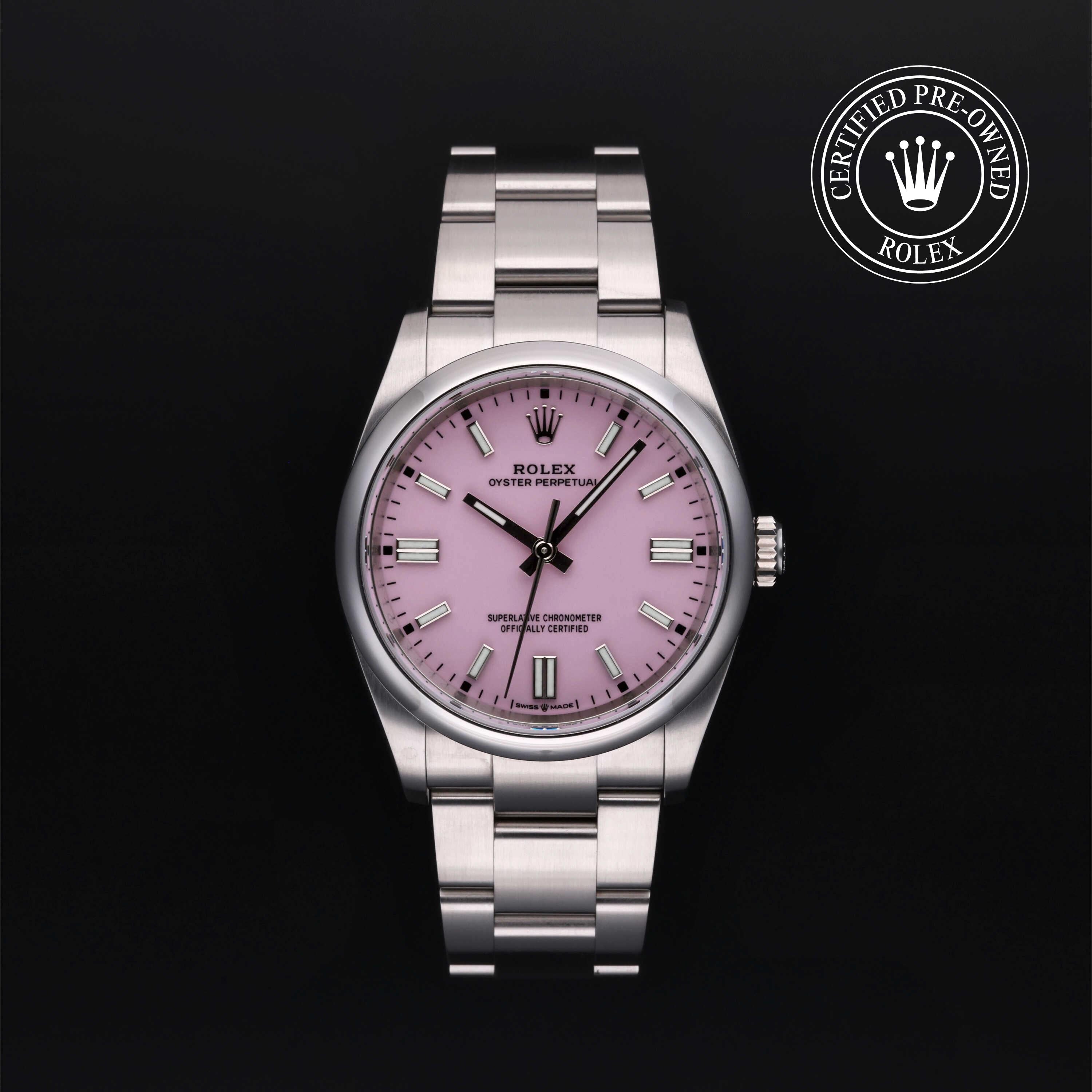 Rolex CPO Oyster Perpetual M126000 front on white background