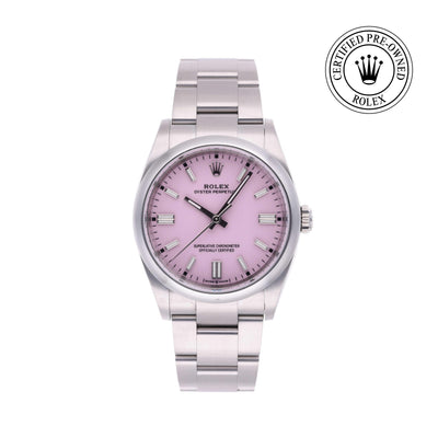 Rolex CPO Oyster Perpetual M126000 front on white background