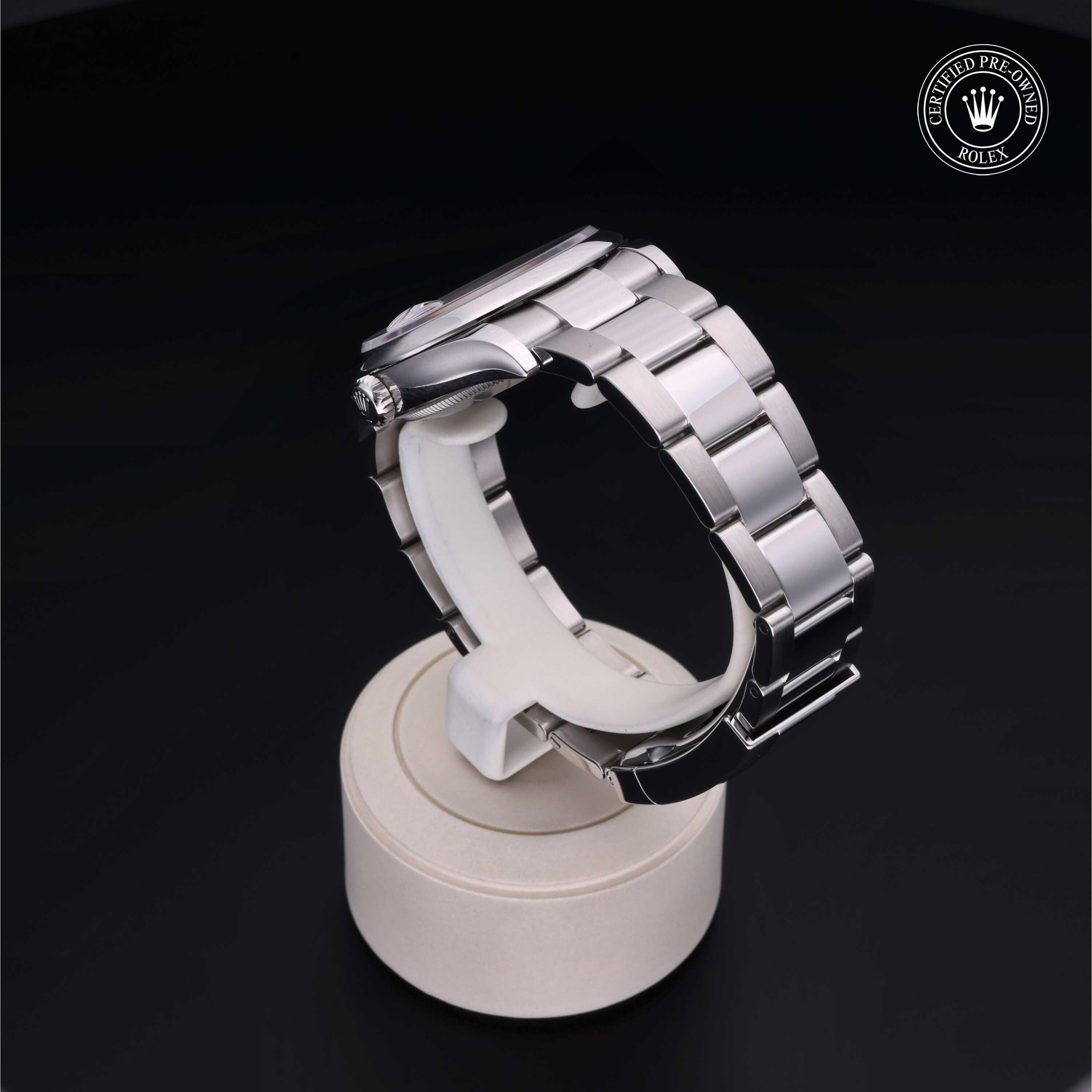 Rolex Certified Pre-owned Datejust M126200-0006 front on black background