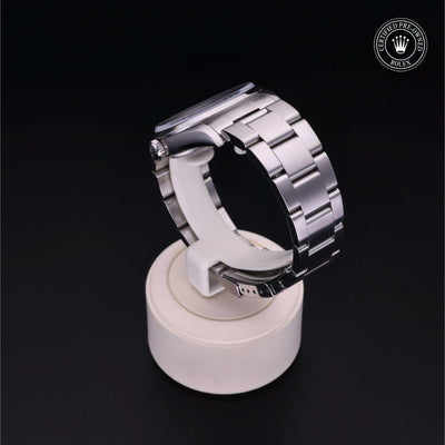 Rolex Certified Pre-owned Explorer M14270-0001 front on black background