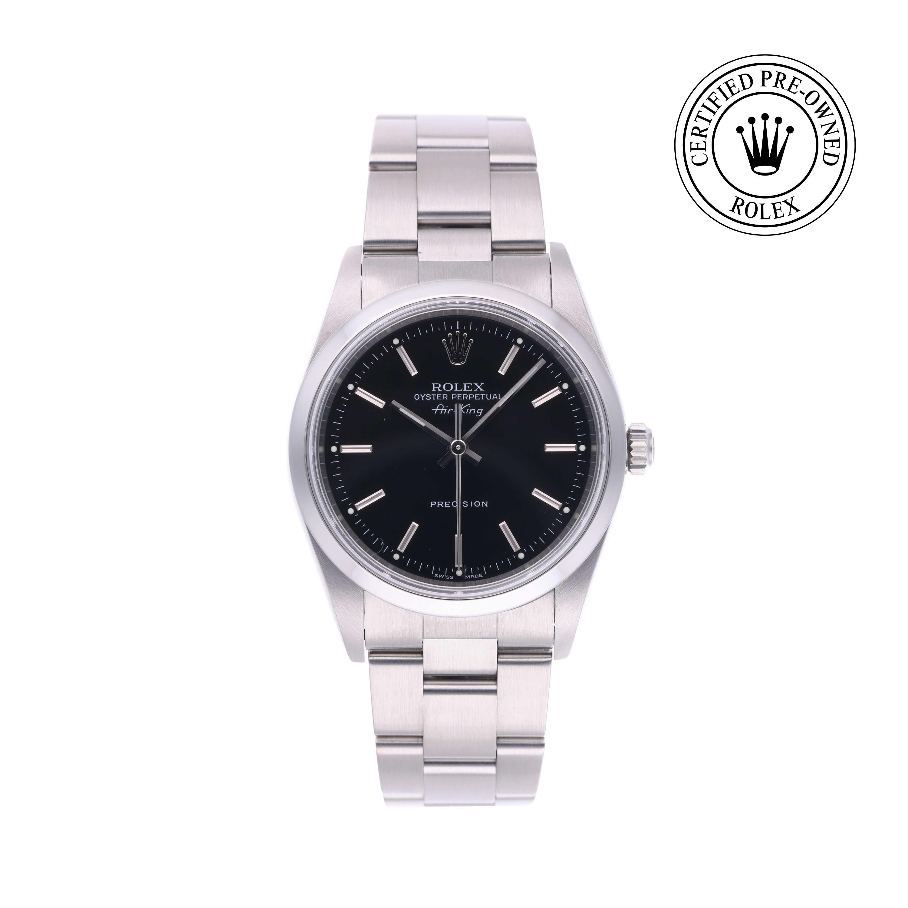 Rolex Certified Pre-owned Air-King M14000M-0009 front on white background