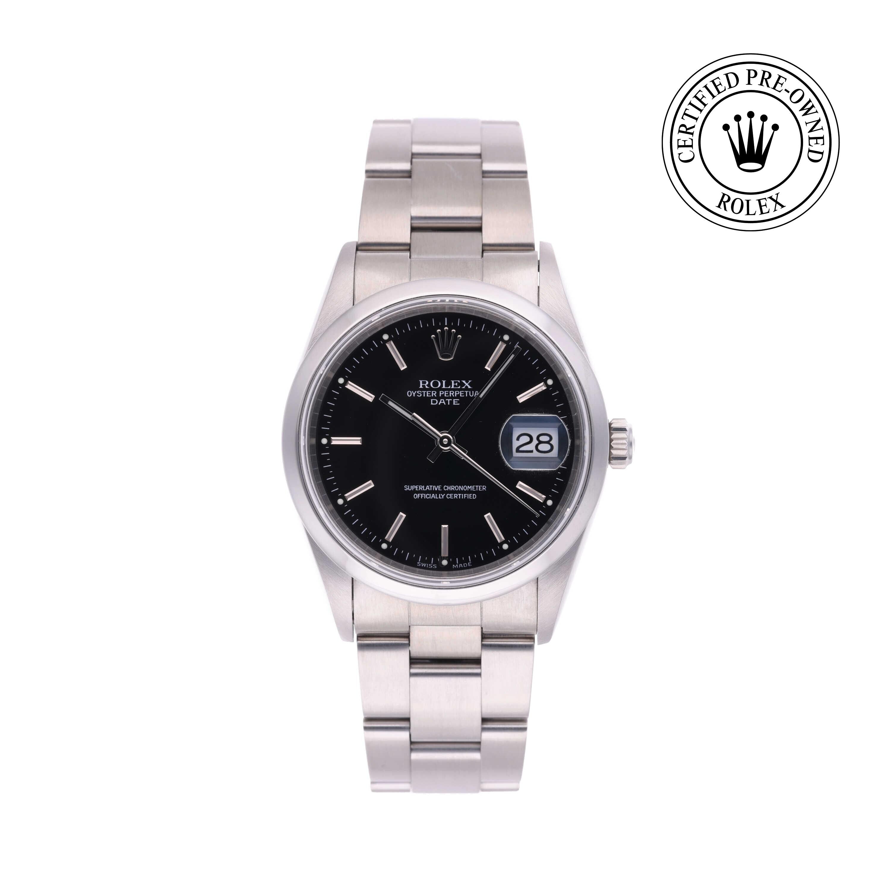 Rolex Certified Pre-owned Oyster Perpetual M15200-0009 front on white background