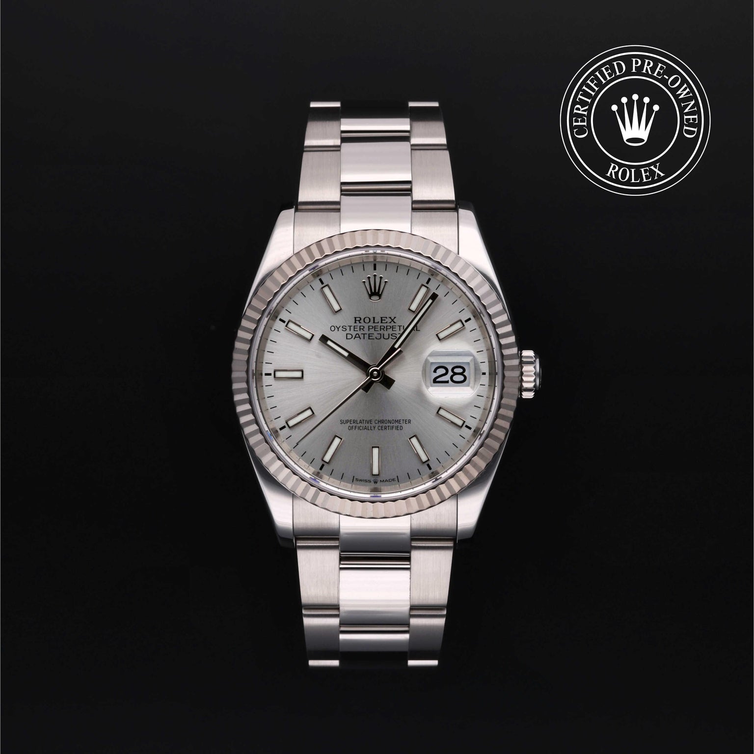 Rolex CPO Datejust M126234 front on white background