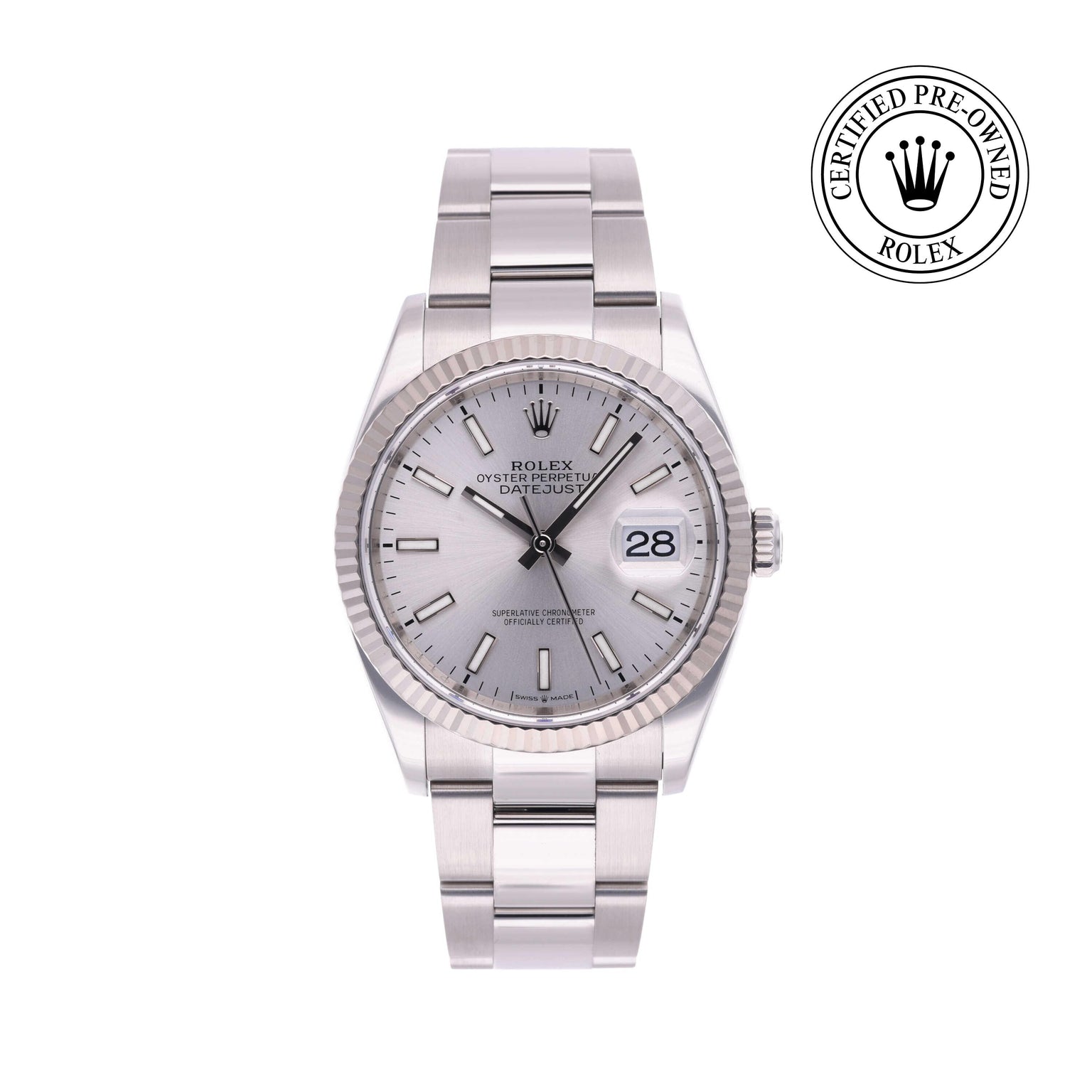 Rolex CPO Datejust M126234 front on white background