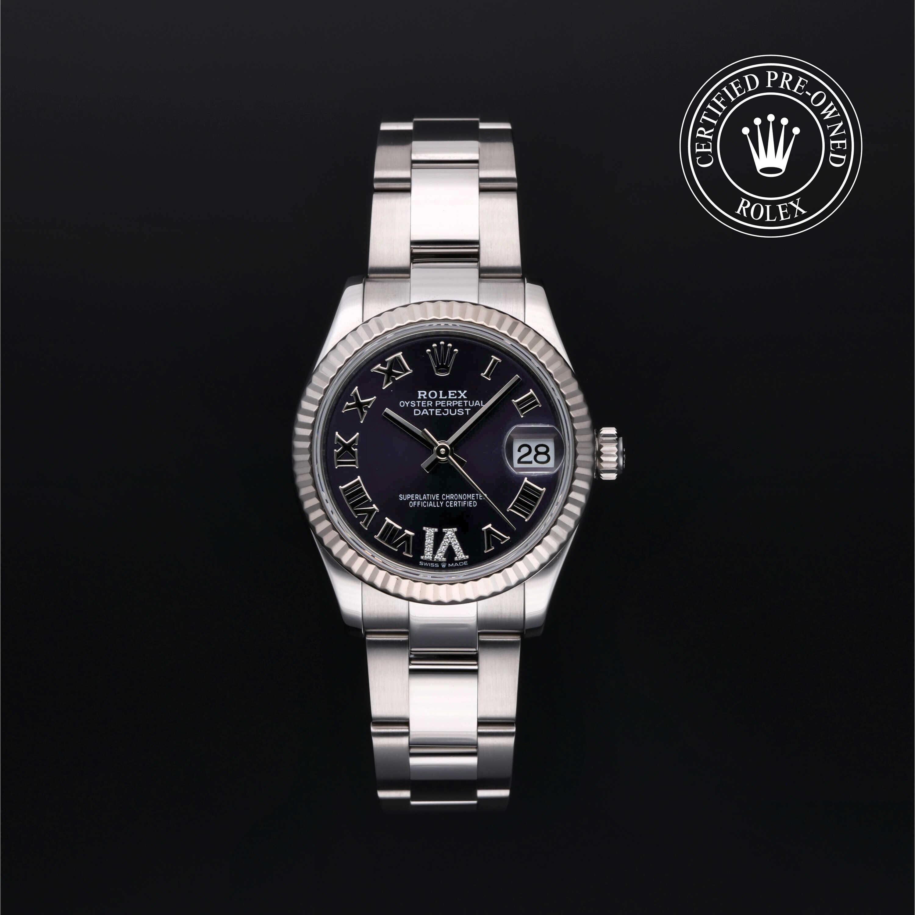 Rolex Certified Pre-owned Lady Datejust M278274-0025 front on black background