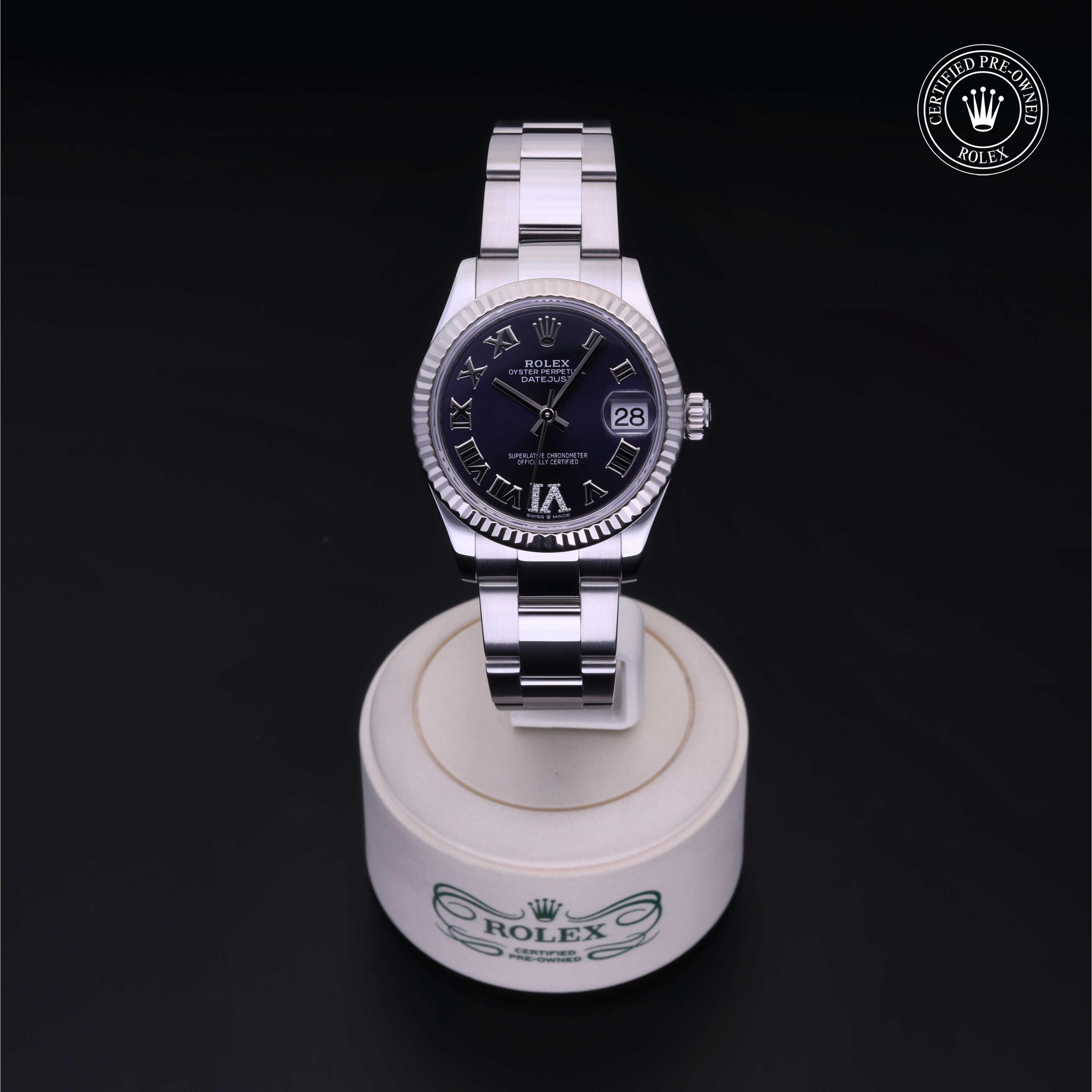 Rolex Certified Pre-owned Lady Datejust M278274-0025 front on black background