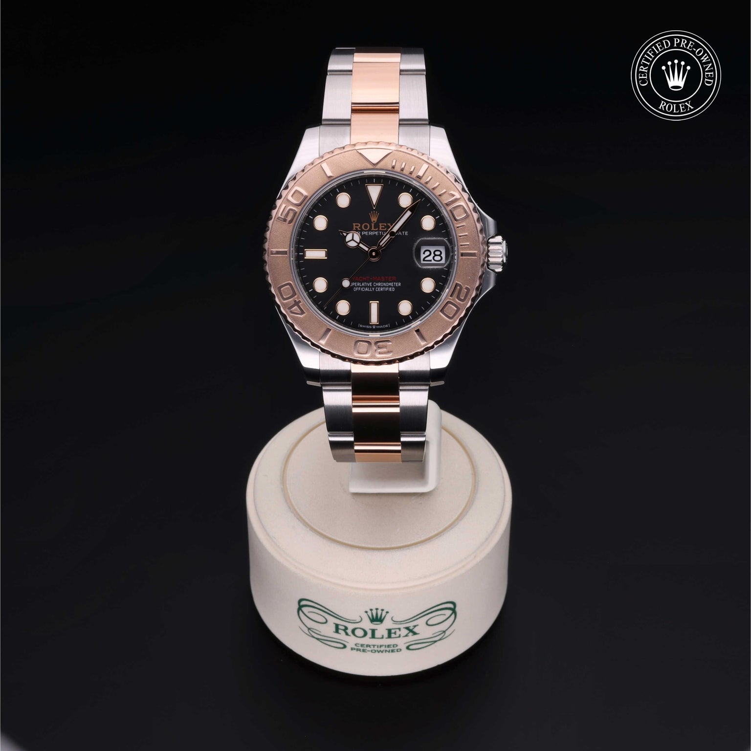 Rolex Certified Pre-owned Yacht-Master M268621-0004 front on black background