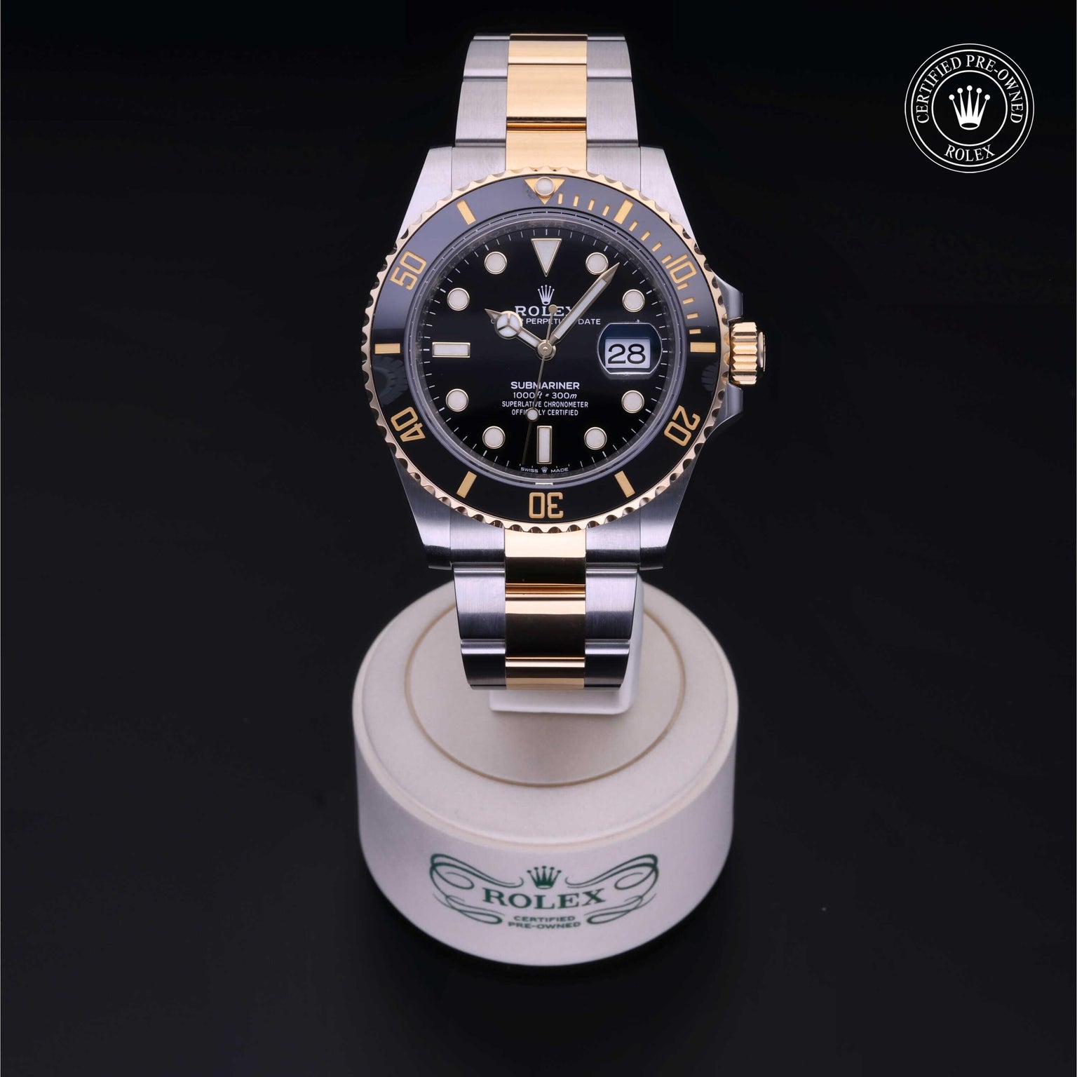 Rolex CPO Submariner M126613LN front on white background