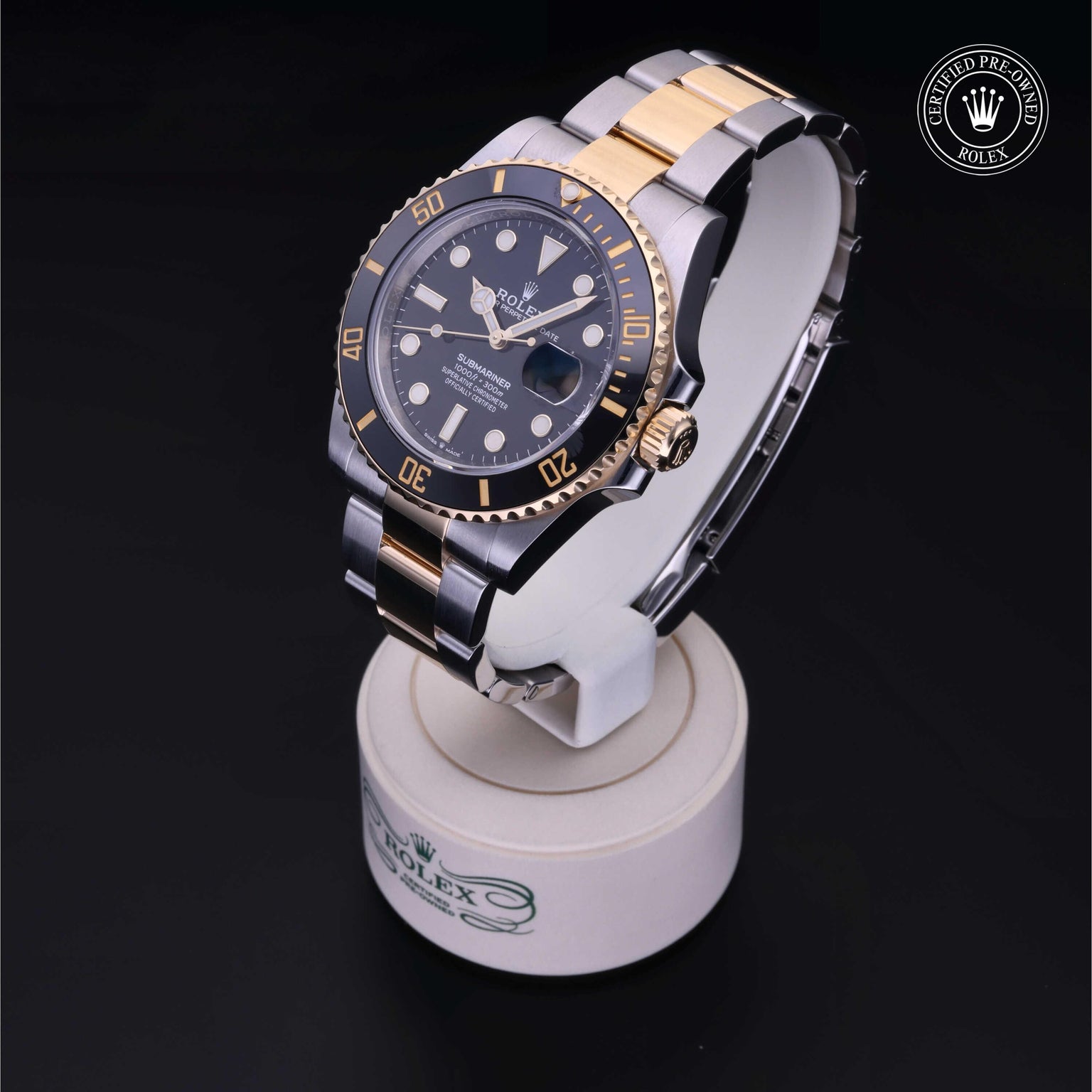 Rolex CPO Submariner M126613LN front on white background