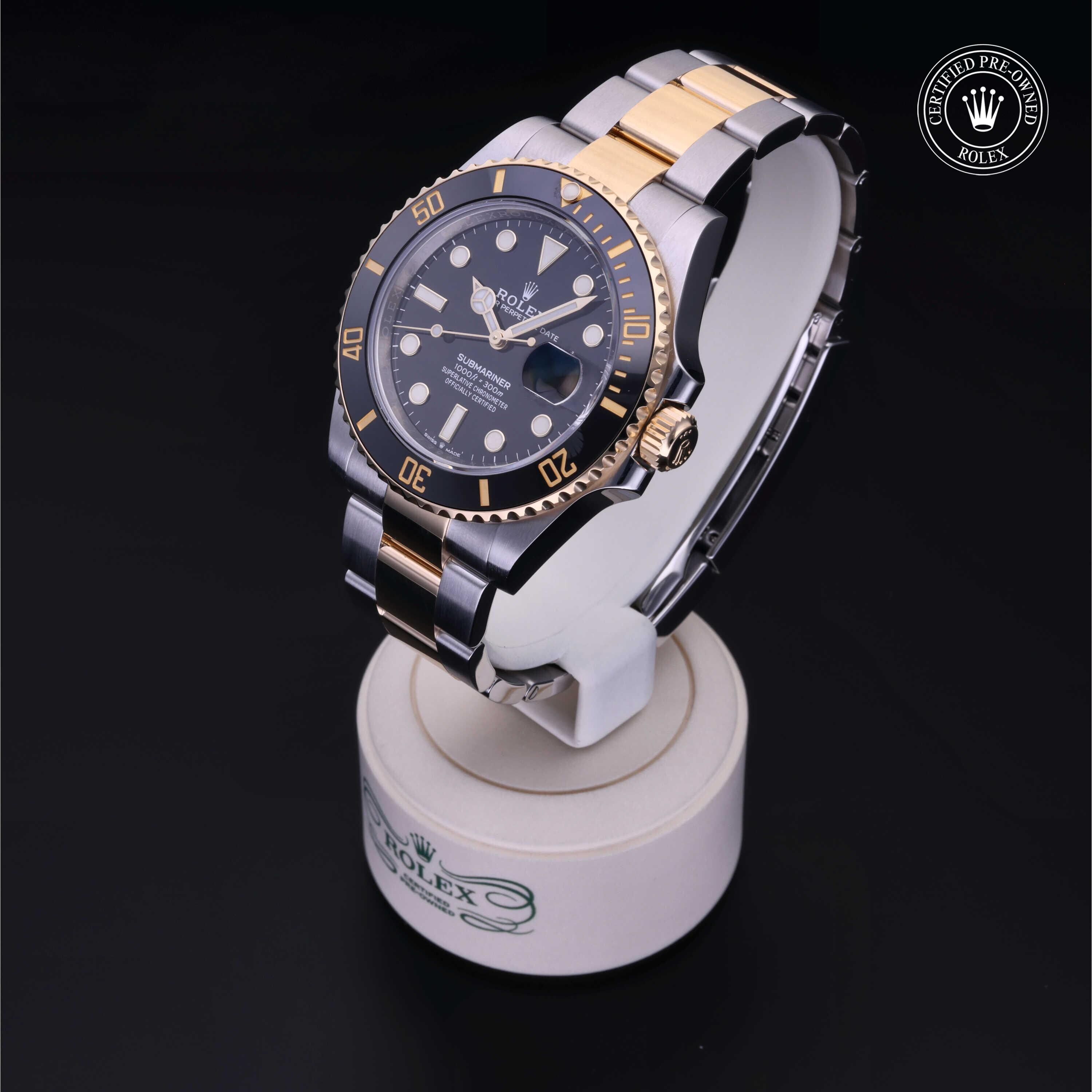 Rolex CPO Submariner M126613LN front on white background