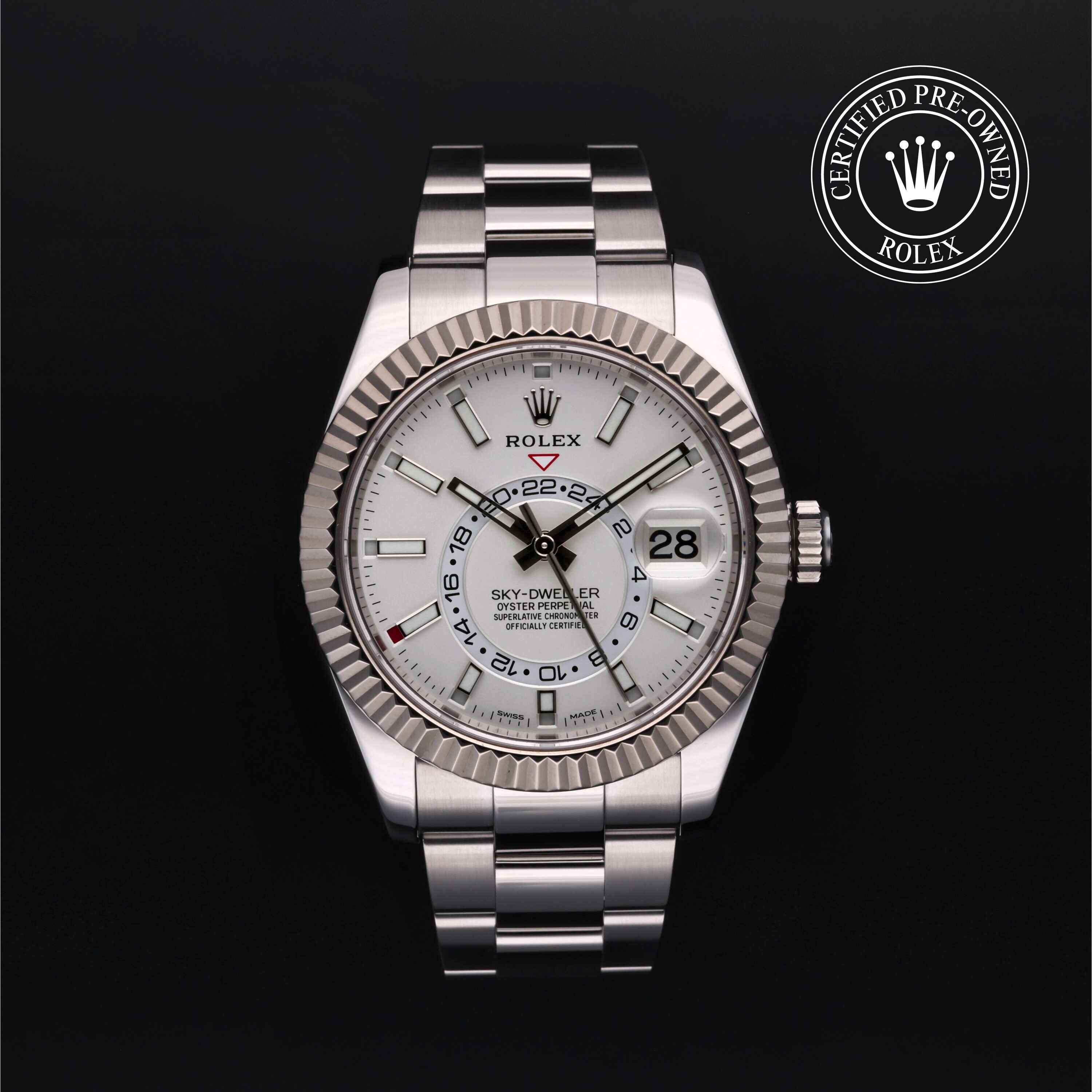 Rolex Certified Pre-owned Sky-Dweller M326934-0001 front on black background