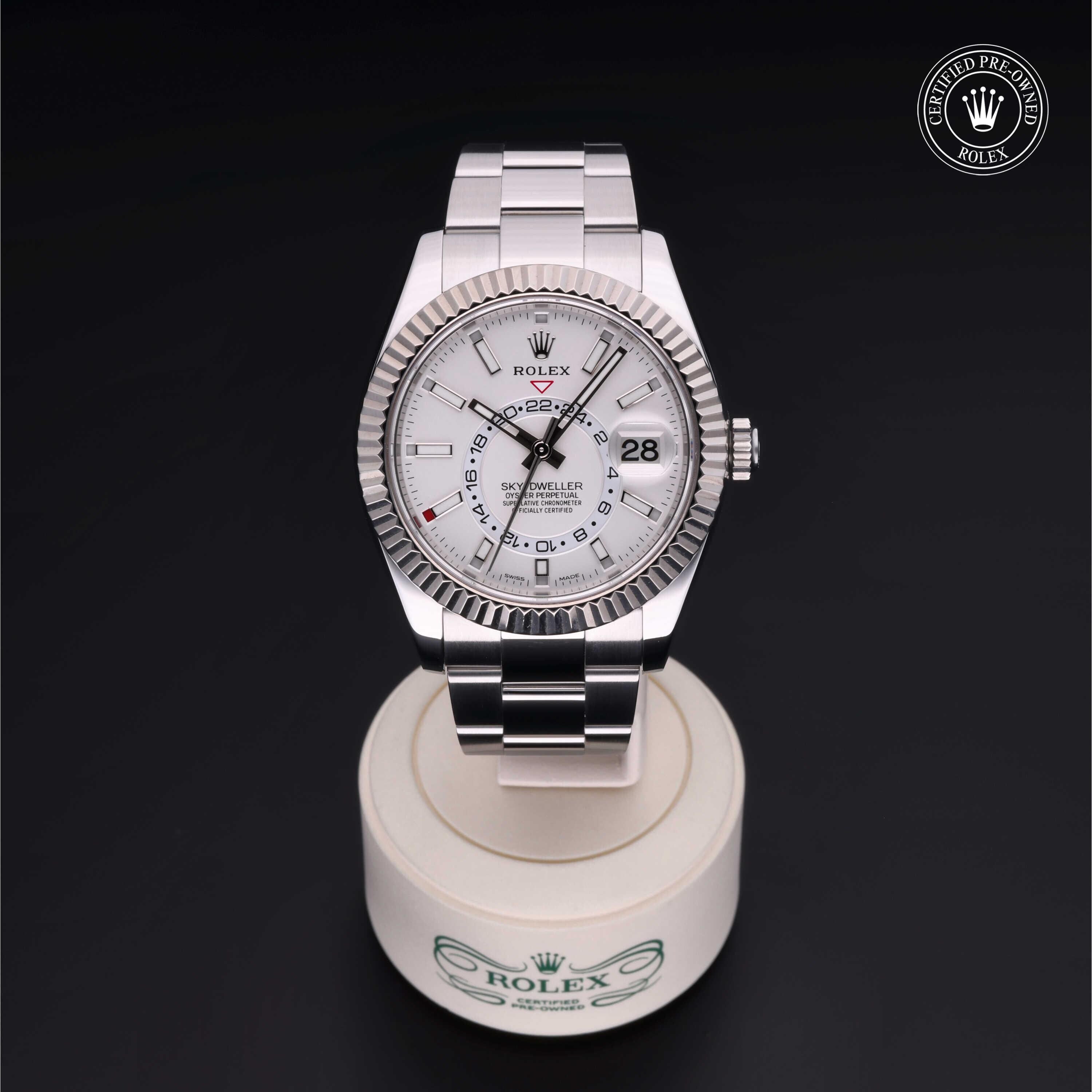 Rolex Certified Pre-owned Sky-Dweller M326934-0001 front on black background