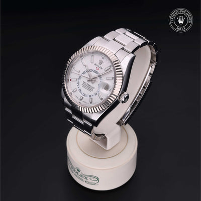 Rolex Certified Pre-owned Sky-Dweller M326934-0001 front on black background