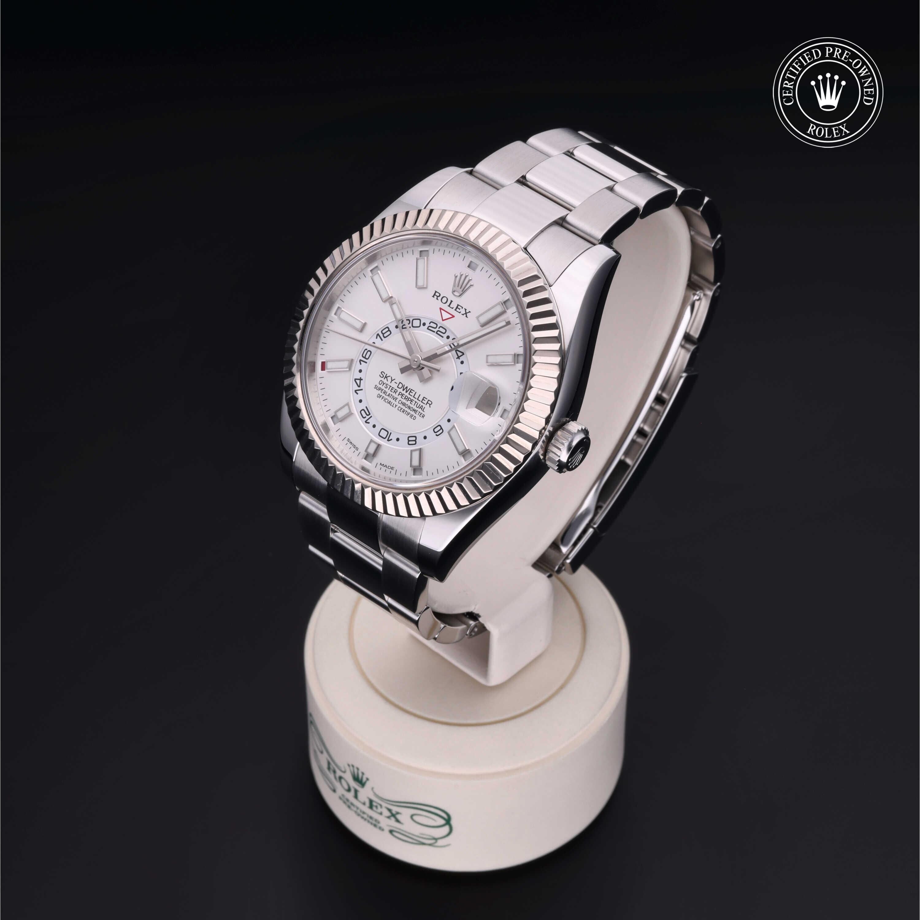Rolex Certified Pre-owned Sky-Dweller M326934-0001 front on black background
