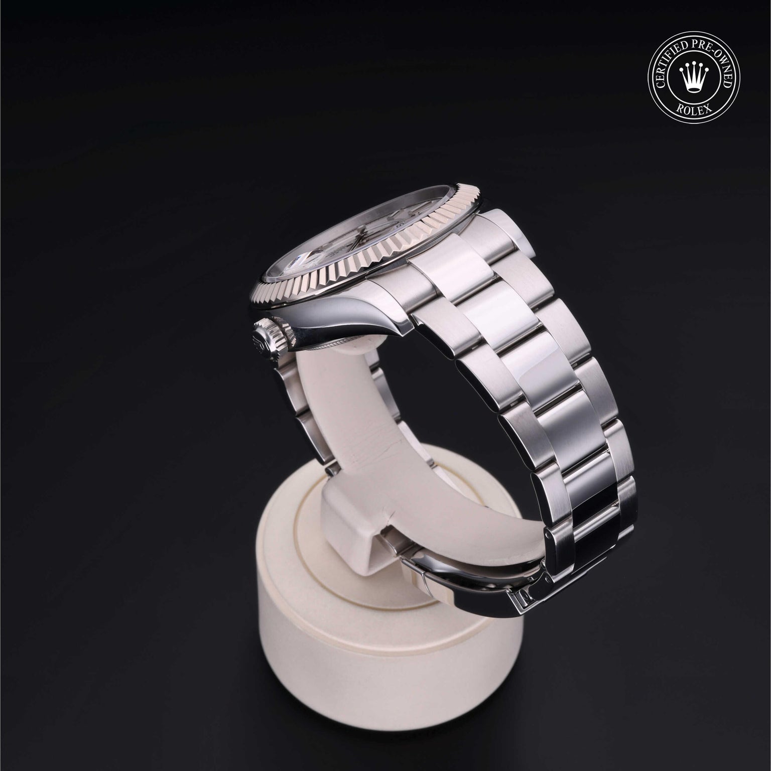 Rolex Certified Pre-owned Sky-Dweller M326934-0001 front on black background