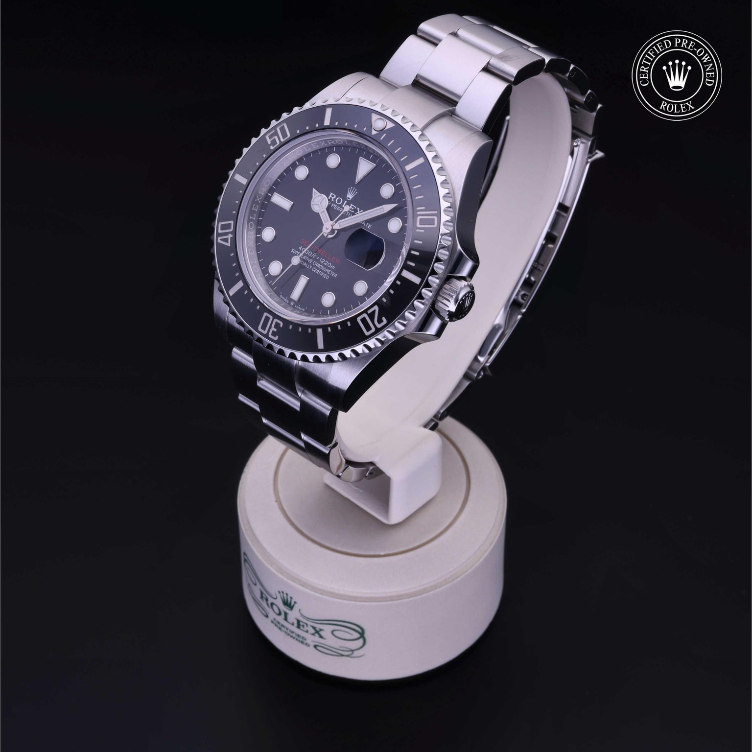 Rolex Certified Pre-owned Sea-Dweller M126600-0001 front on black background