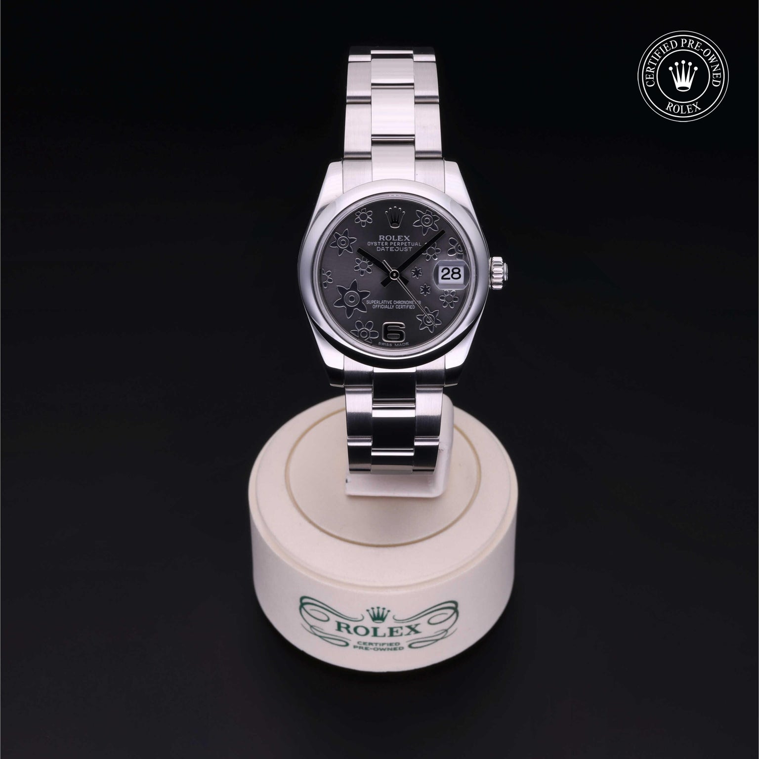 Rolex Certified Pre-owned Lady Datejust M178240-0040 front on black background