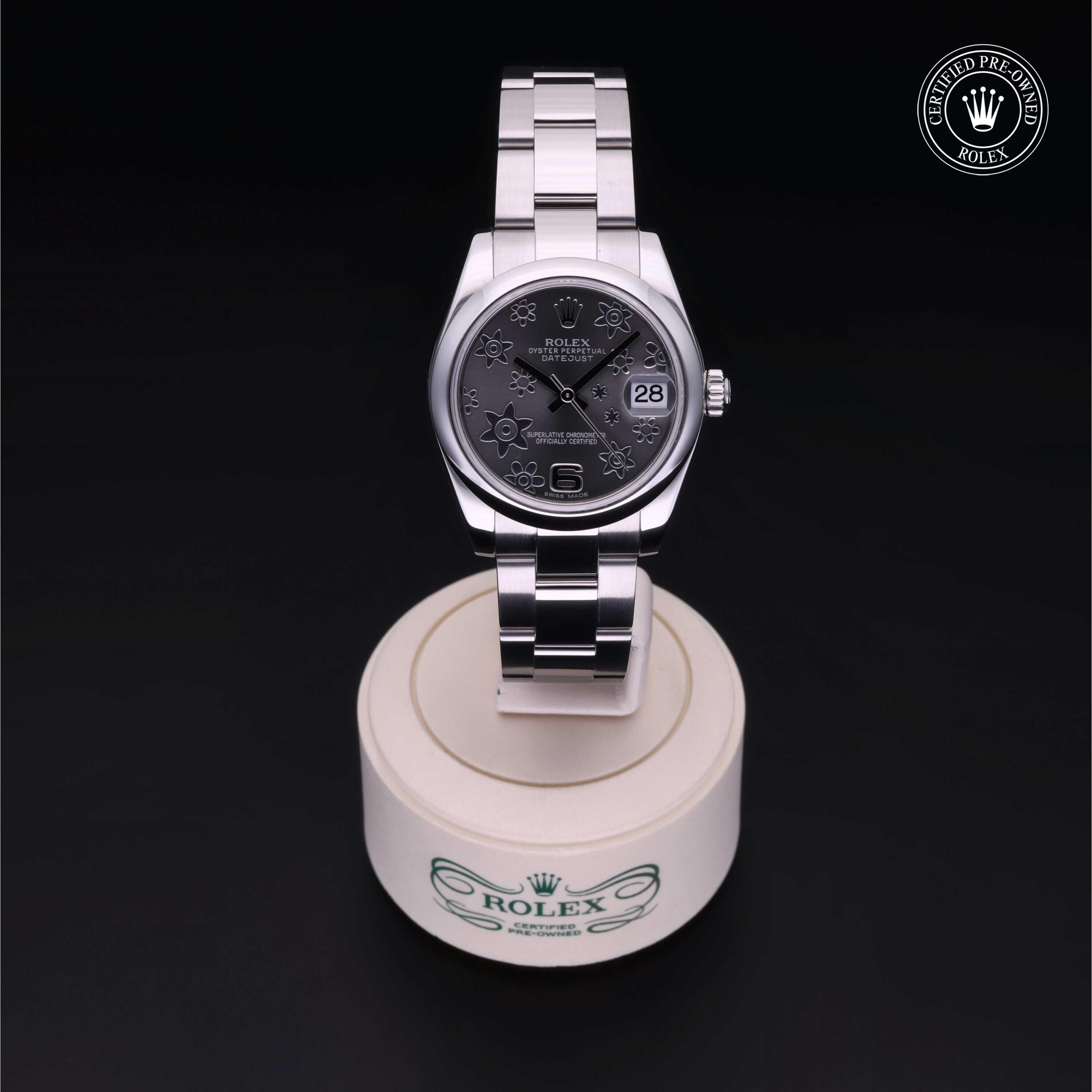 Rolex Certified Pre-owned Lady Datejust M178240-0040 front on black background