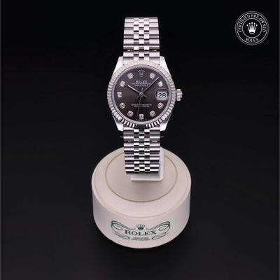 Rolex Certified Pre-owned Lady Datejust M278274-0008 front on black background