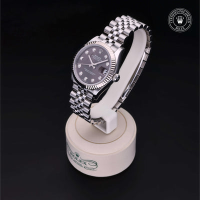 Rolex Certified Pre-owned Lady Datejust M278274-0008 front on black background
