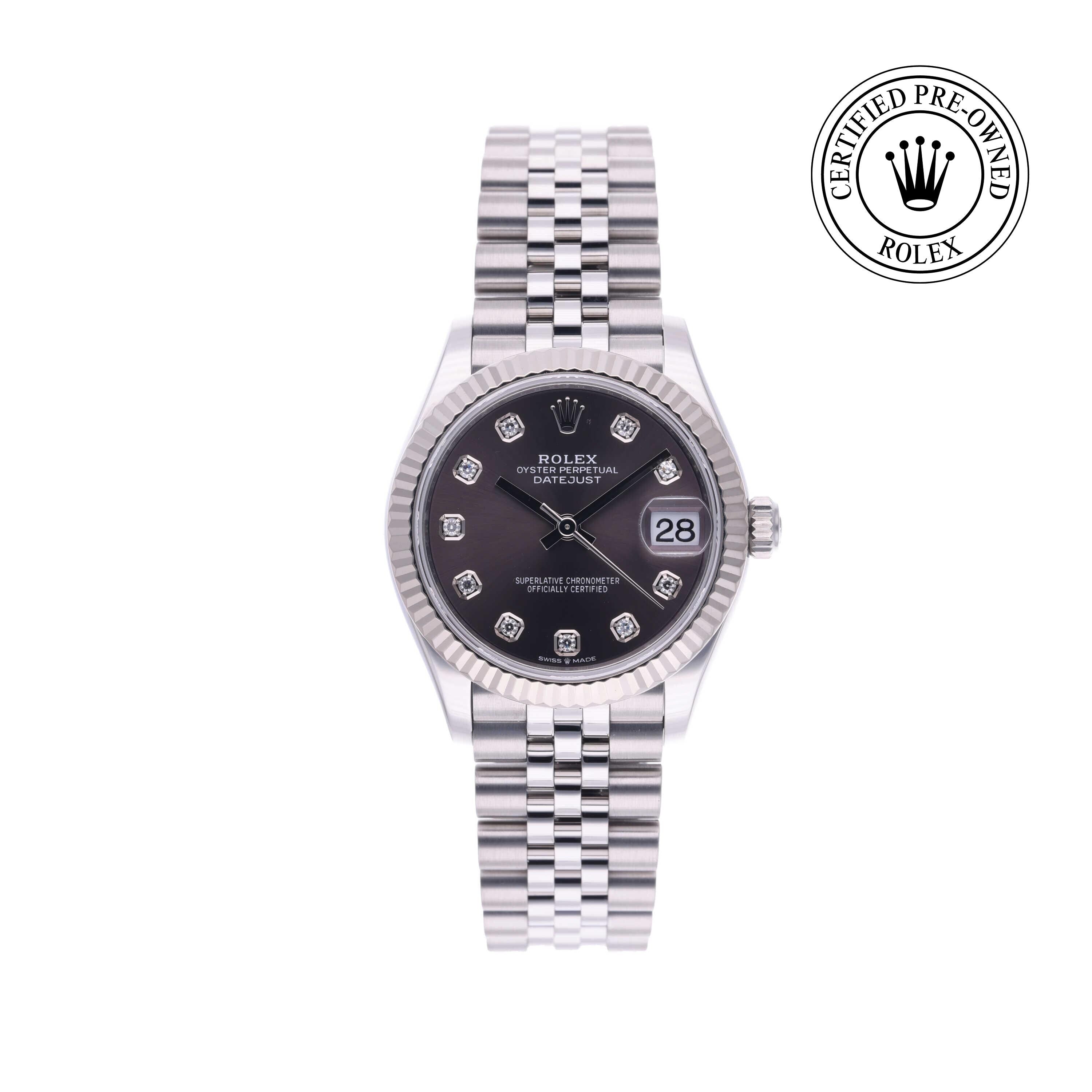 Rolex Certified Pre-owned Lady Datejust M278274-0008 front on white background