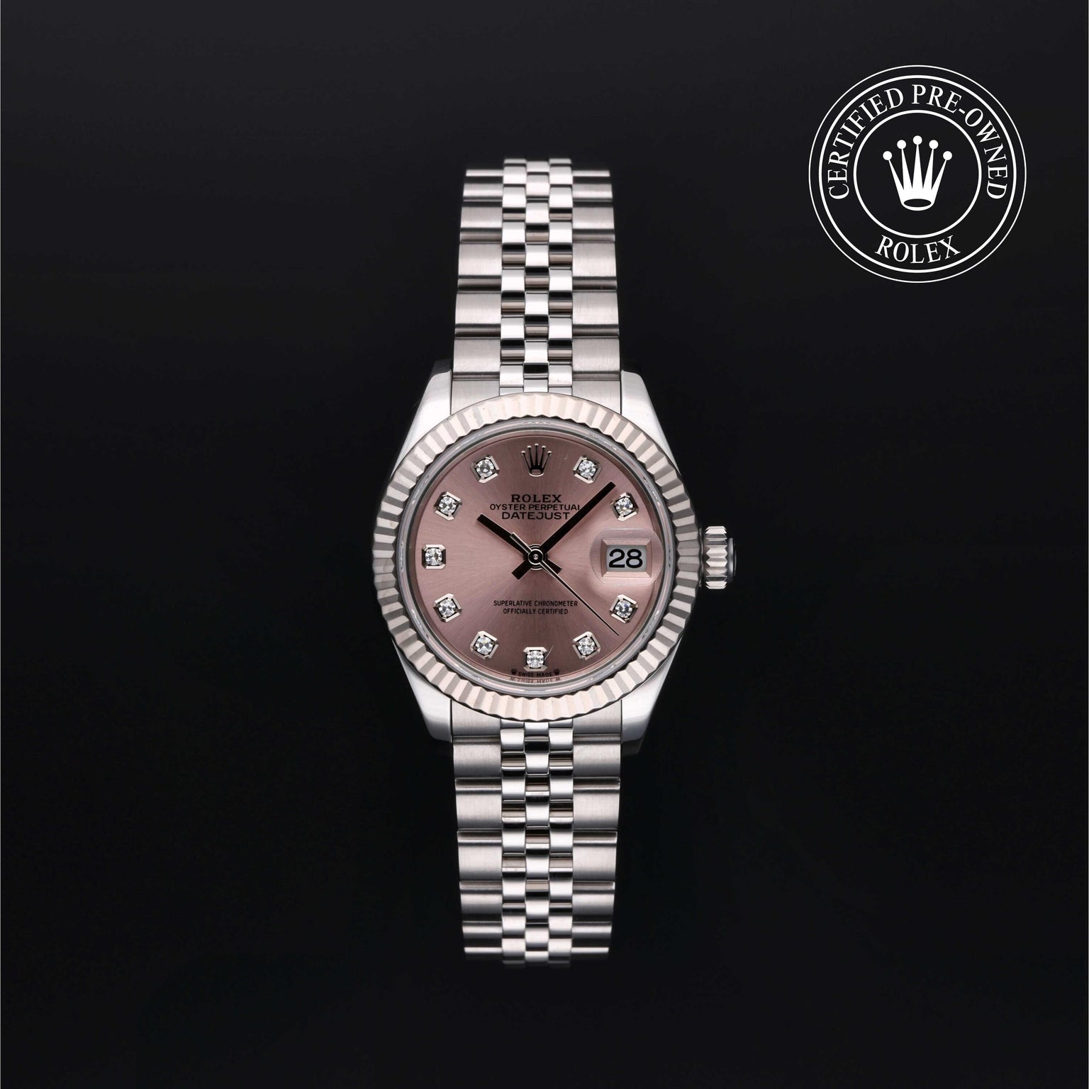 Rolex Certified Pre-owned Lady Datejust M279174-0003 front on black background