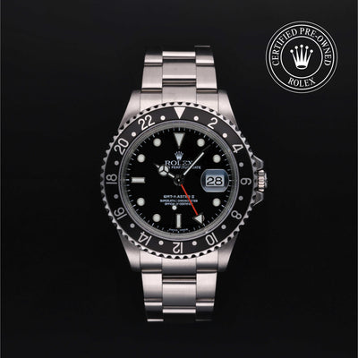 Rolex CPO GMT M16710LN front on white background