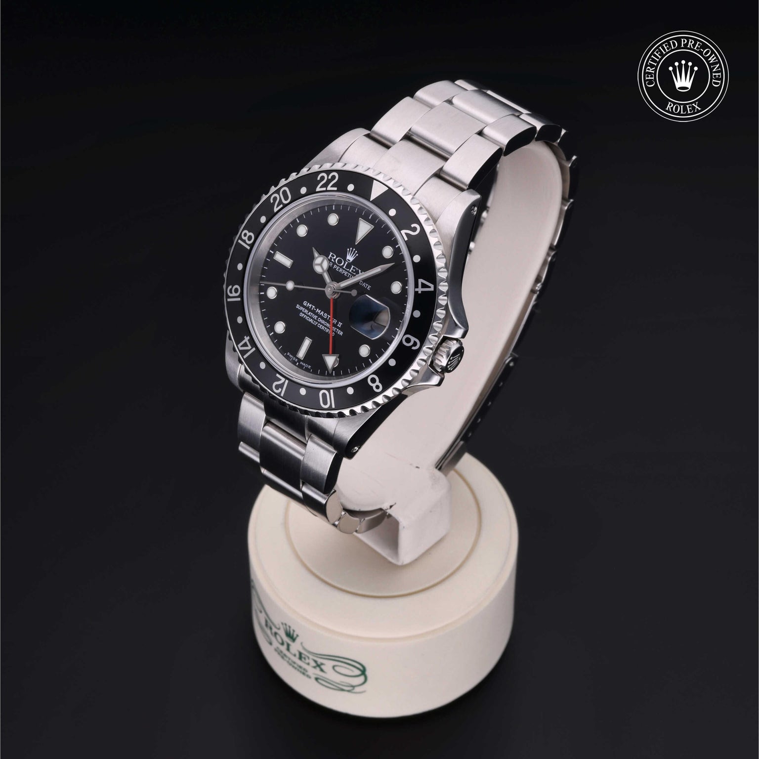 Rolex CPO GMT M16710LN front on white background