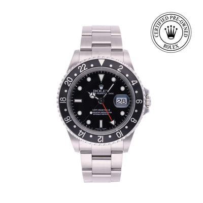 Rolex CPO GMT M16710LN front on white background