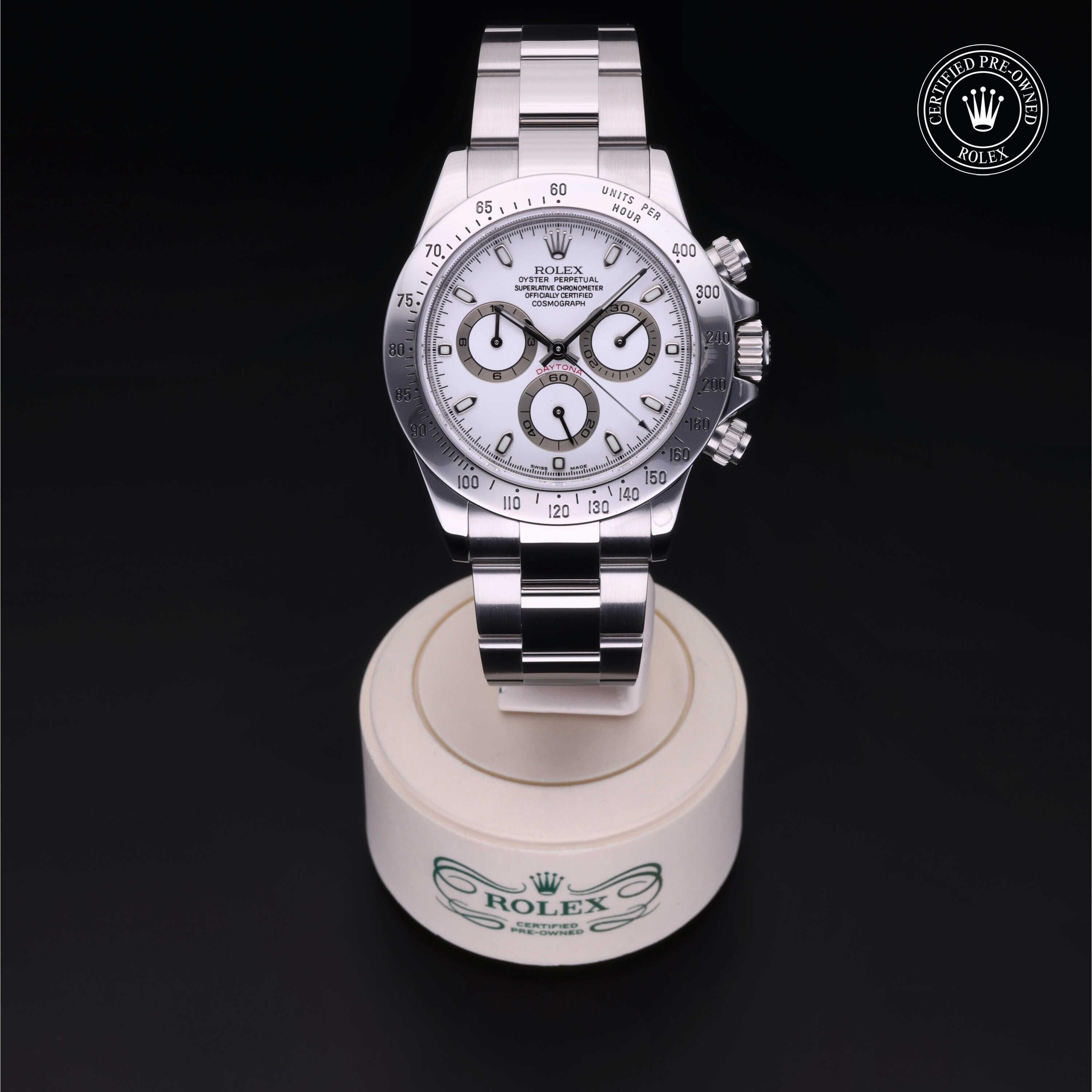 Rolex CPO Daytona M116520 front on white background