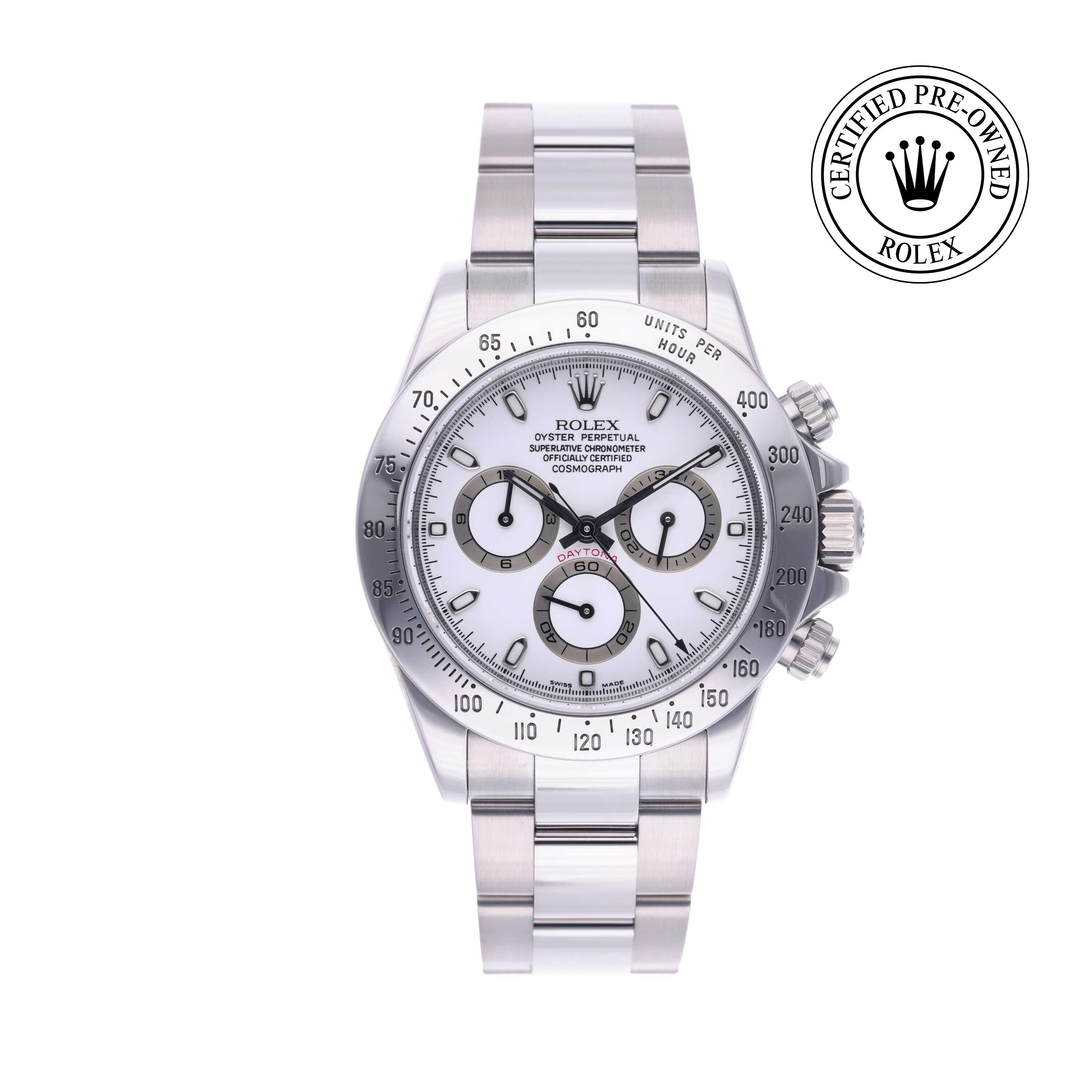 Rolex CPO Daytona M116520 front on white background