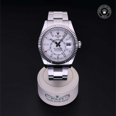 Rolex Certified Pre-owned Sky-Dweller M326934-0001 front on black background