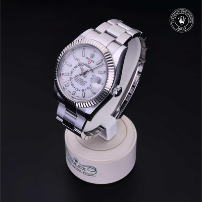 Rolex Certified Pre-owned Sky-Dweller M326934-0001 front on black background
