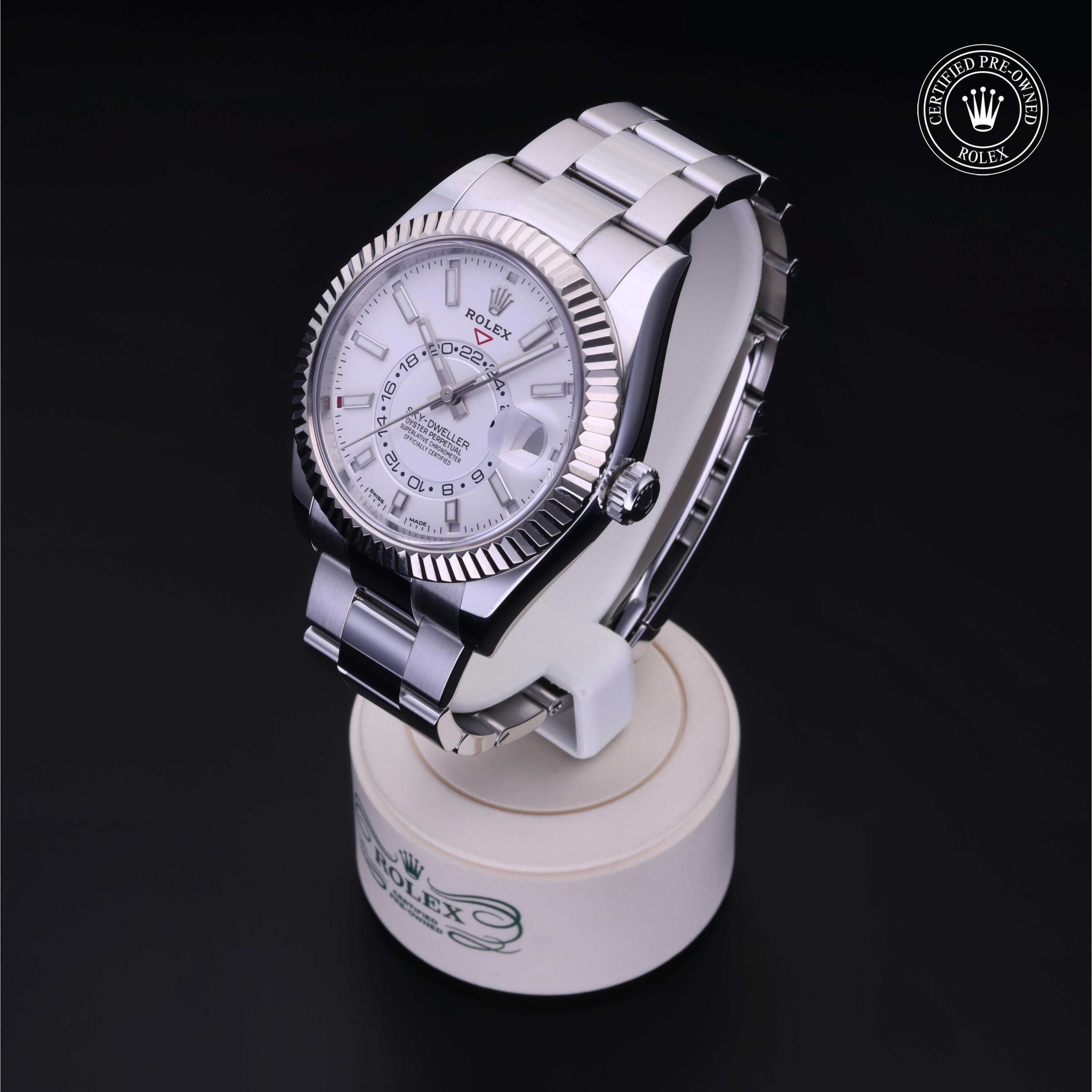 Rolex Certified Pre-owned Sky-Dweller M326934-0001 front on black background