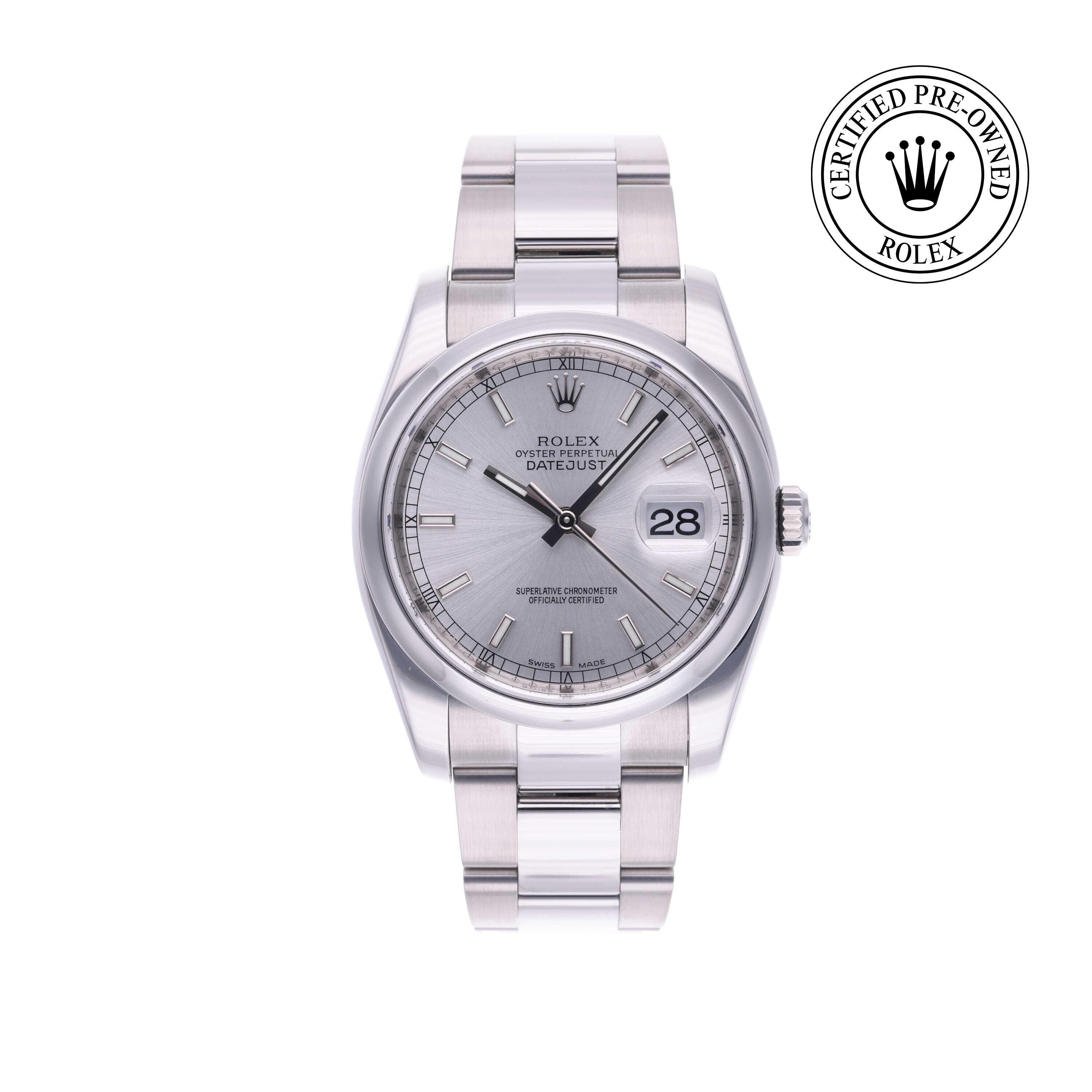 Rolex CPO Datejust M116200 front on white background
