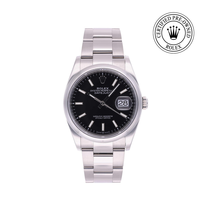 Rolex Certified Pre-owned Datejust M126200-0004 front on white background