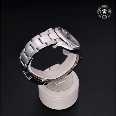 Rolex Certified Pre-owned Datejust M126234-0014 front on black background