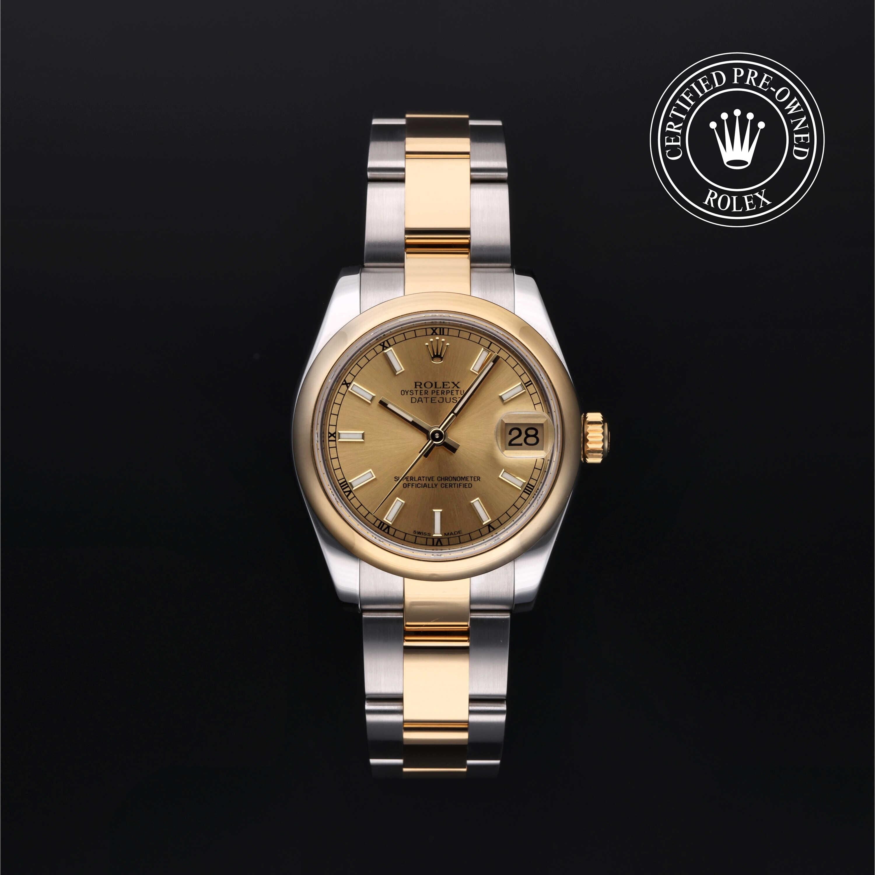 Rolex Certified Pre-owned Lady Datejust M178243-0008 front on black background
