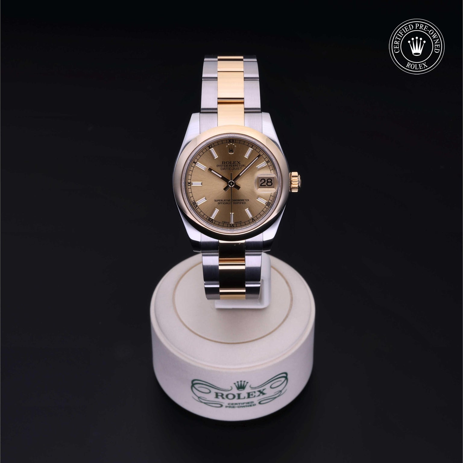 Rolex Certified Pre-owned Lady Datejust M178243-0008 front on black background