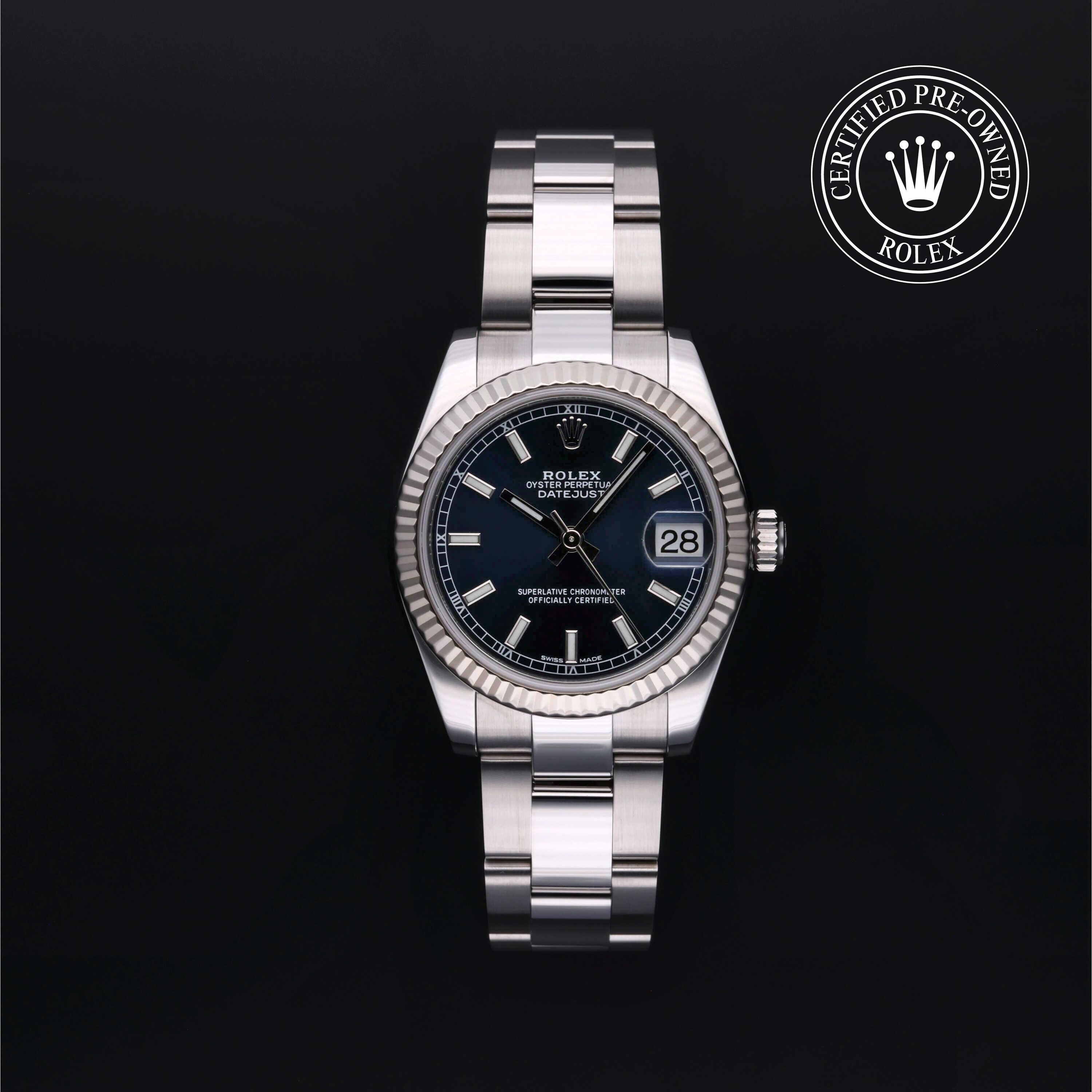 Rolex Certified Pre-owned Lady Datejust M178274-0038 front on black background
