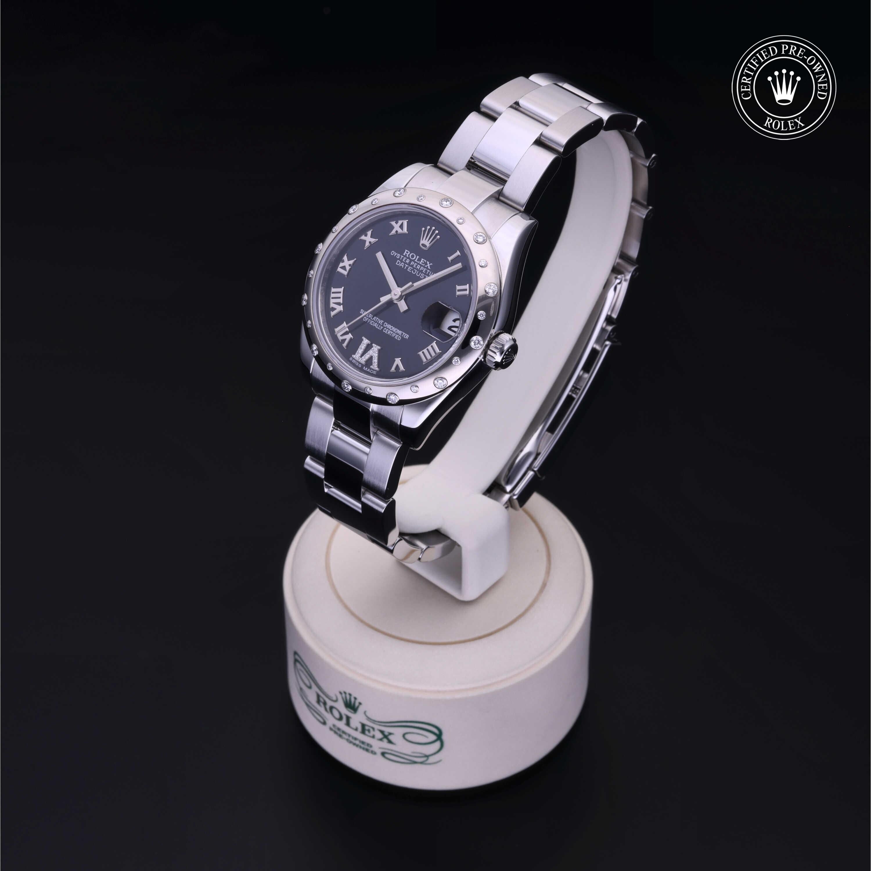 Rolex Certified Pre-owned Lady Datejust M178344-0016 front on black background